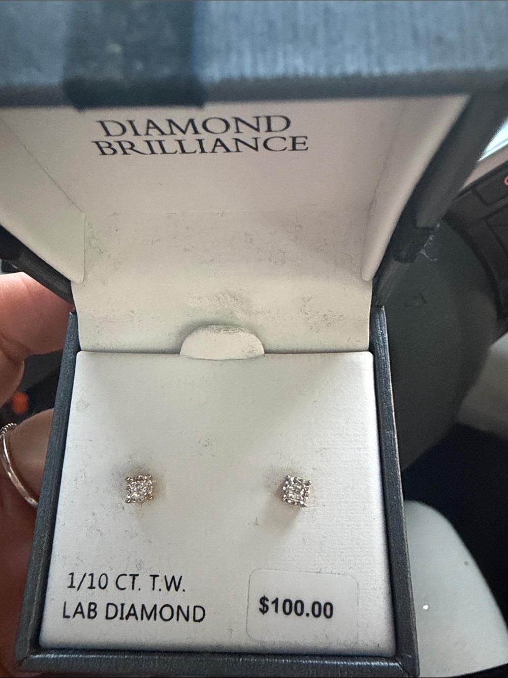Women's Lab Diamond Stud Earrings in White Gold Tone